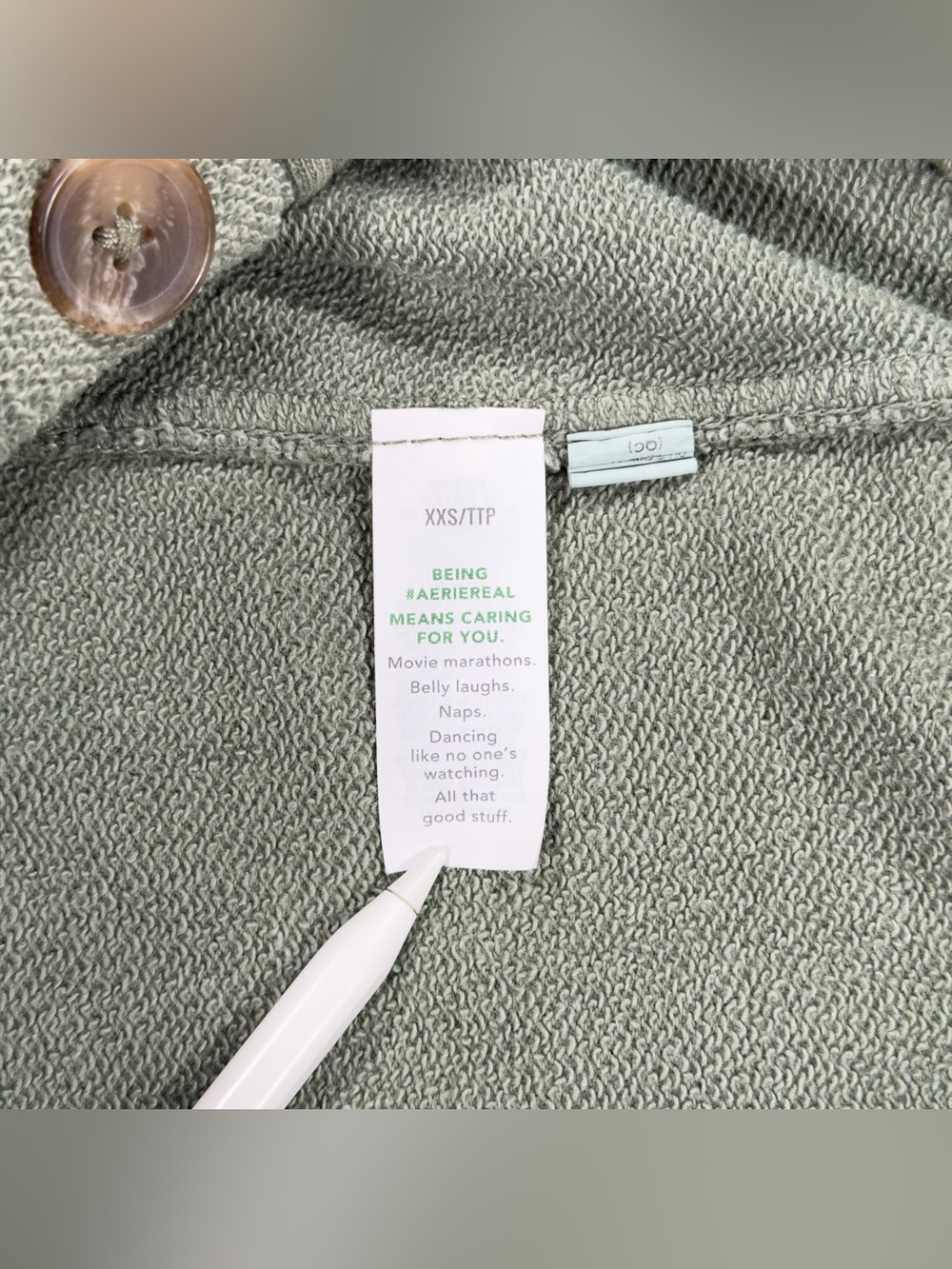 Aerie Women's XXS Olive Green Fleece Cardigan Button Front Cozy Sweater Cabin - Picture 6 of 11